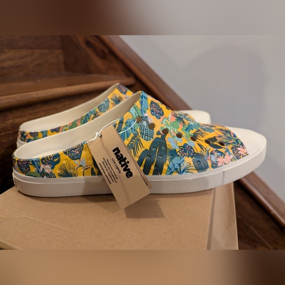 Native shoes Jefferson Clog Print tropical plant print unisex Sz 10W Sz 8M - Picture 12 of 14